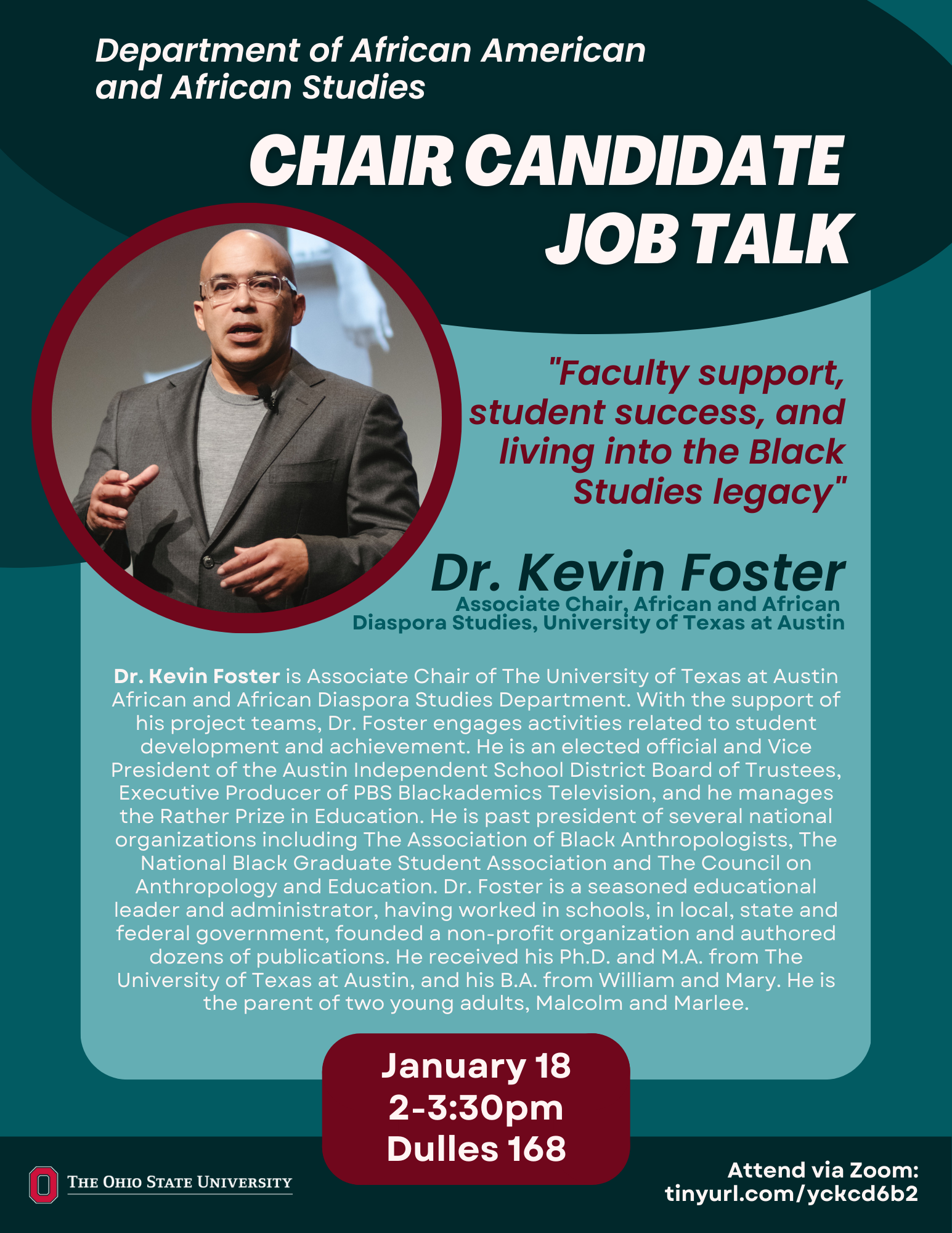 Dr. Kevin FosterFinalist for AAAS Department ChairJob Talk