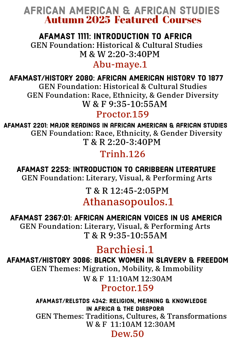 Autumn 2025 AAAS Featured Courses