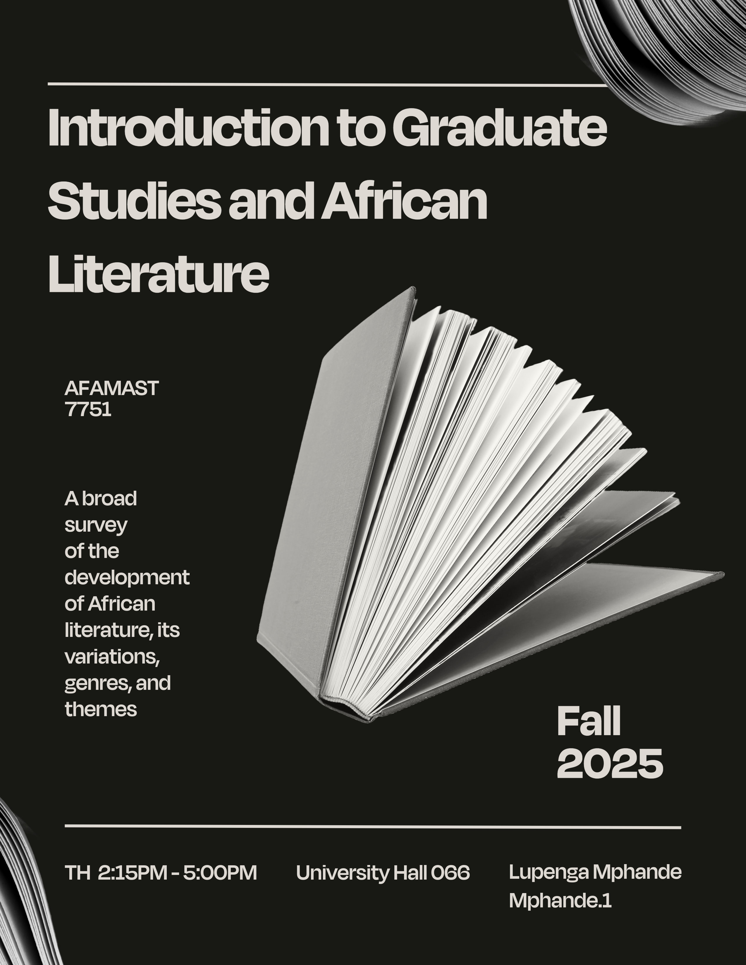 Introduction Graduate Studies and African Literature 