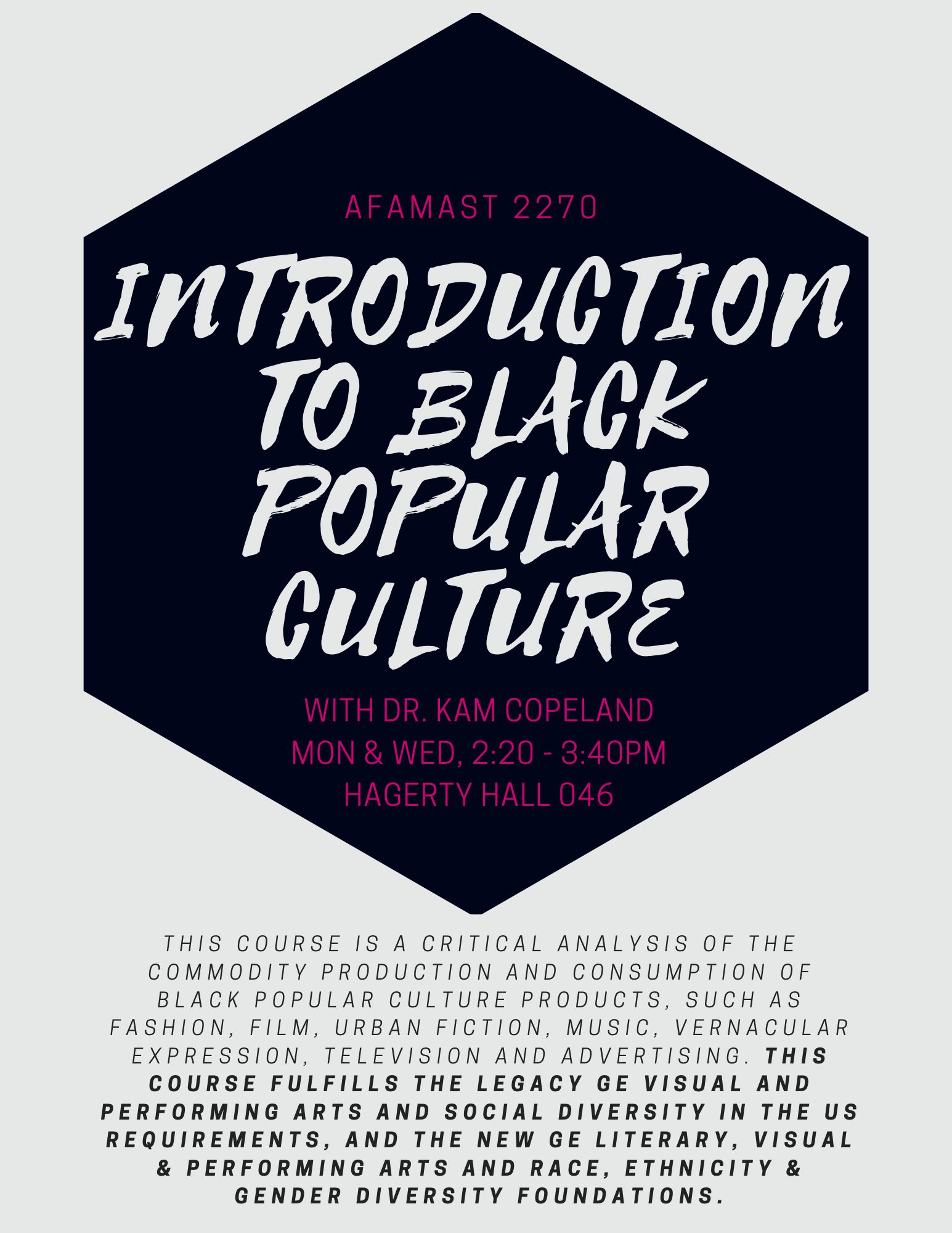AFAMAST 2270 Introduction to Black Popular Culture FLyer