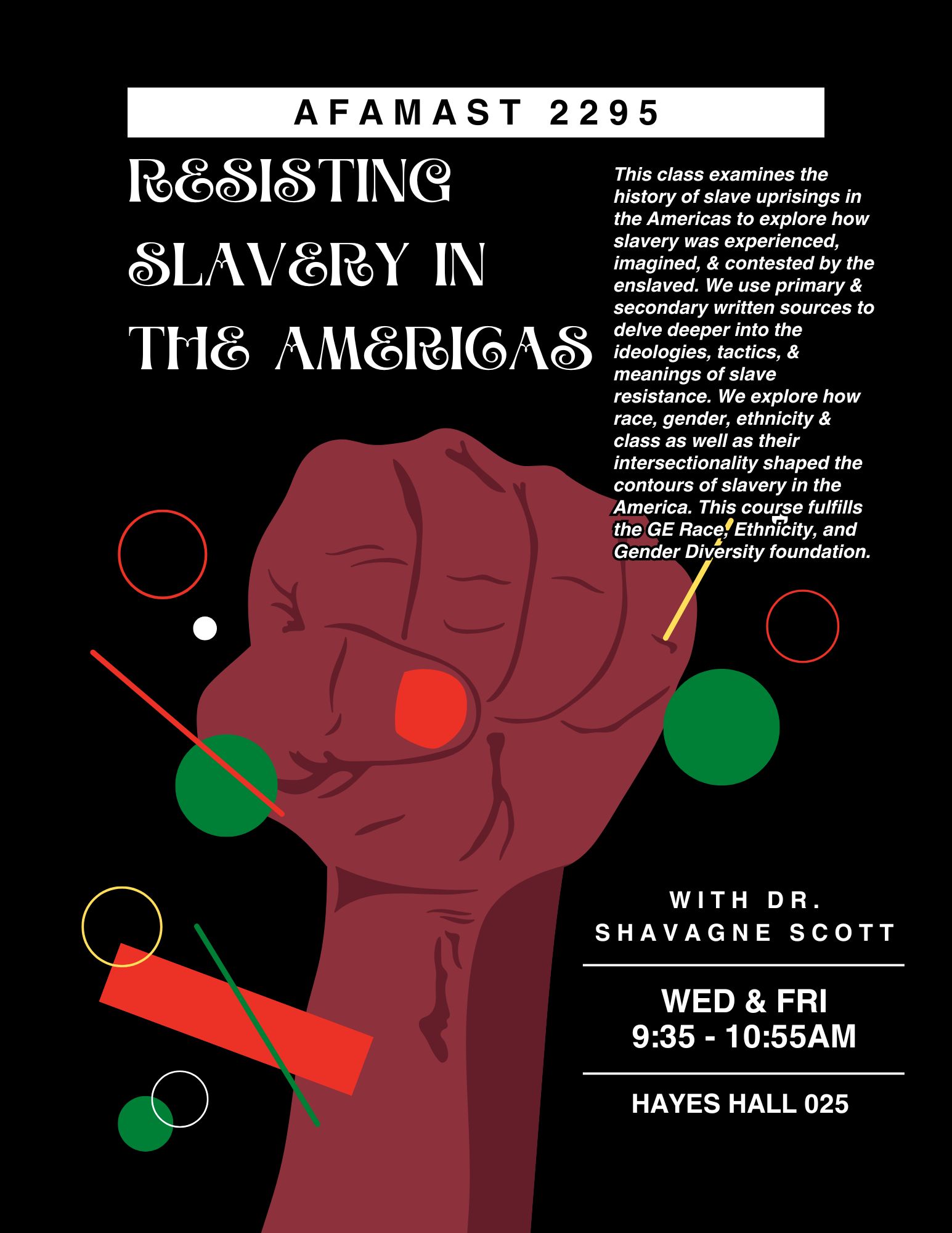 AFAMAST 2295 Resisting Slavery in the Americas Flyer