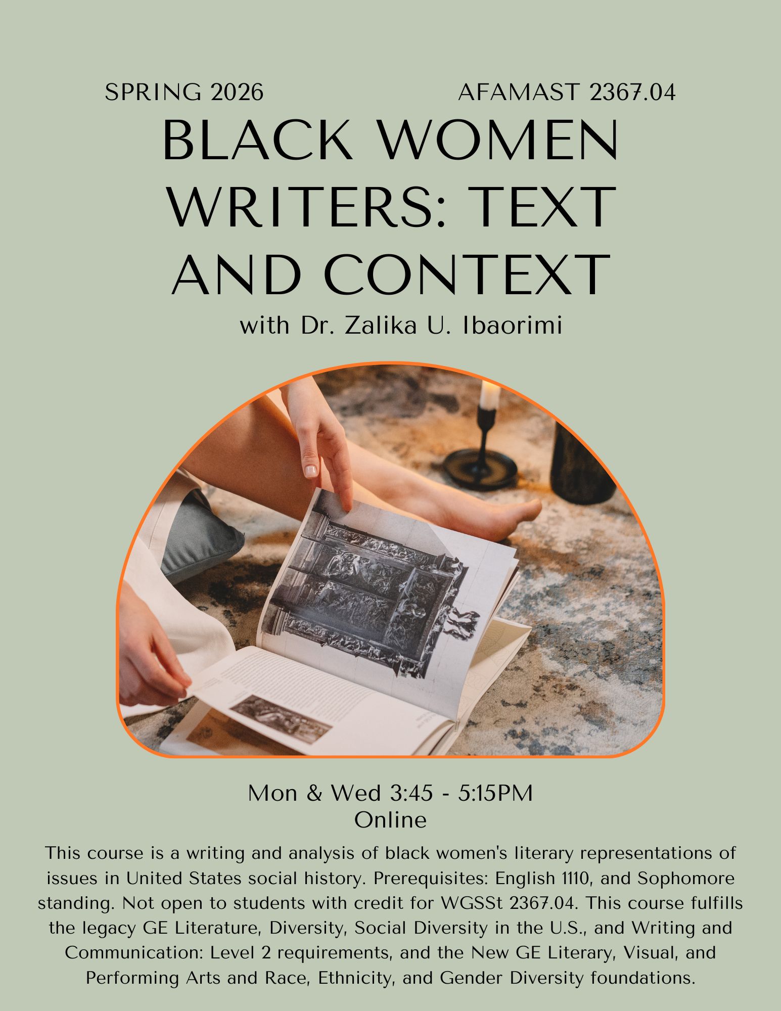 AFAMAST 2367.04 Black Women Writers Text and Context Flyer