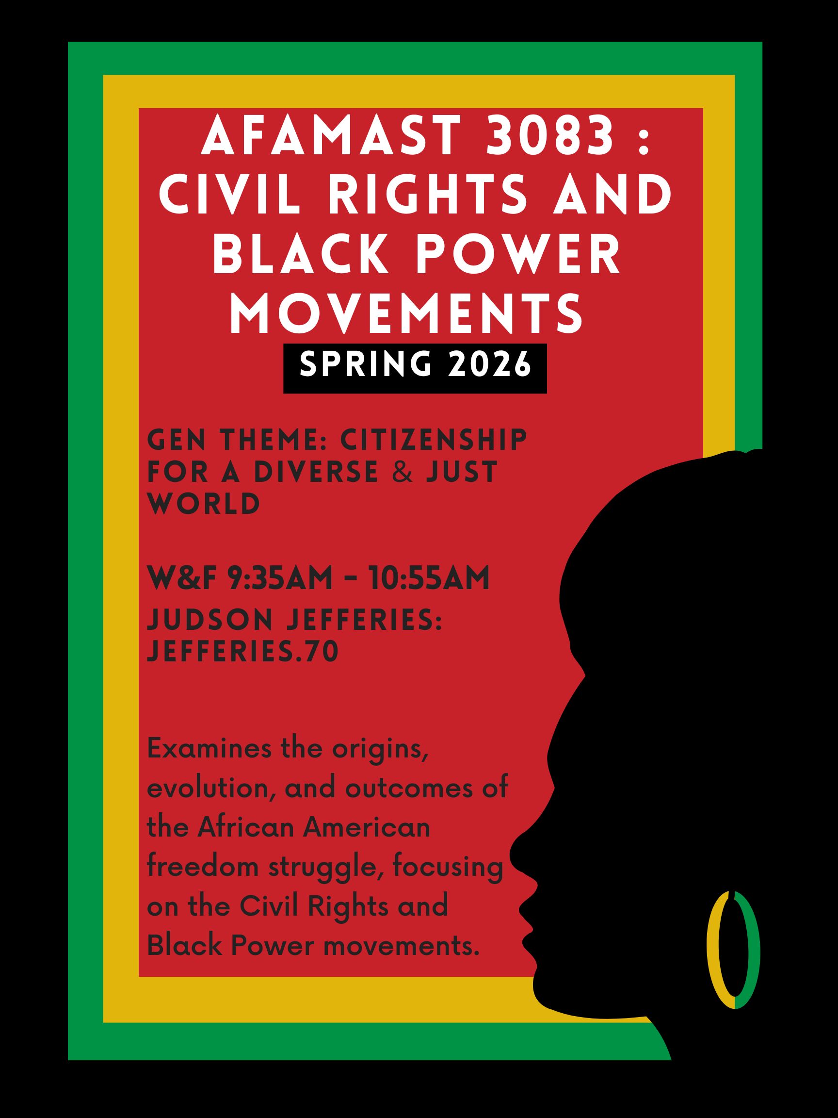 AFAMAST 3083 Civil Rights and Black Power Movements Flyer