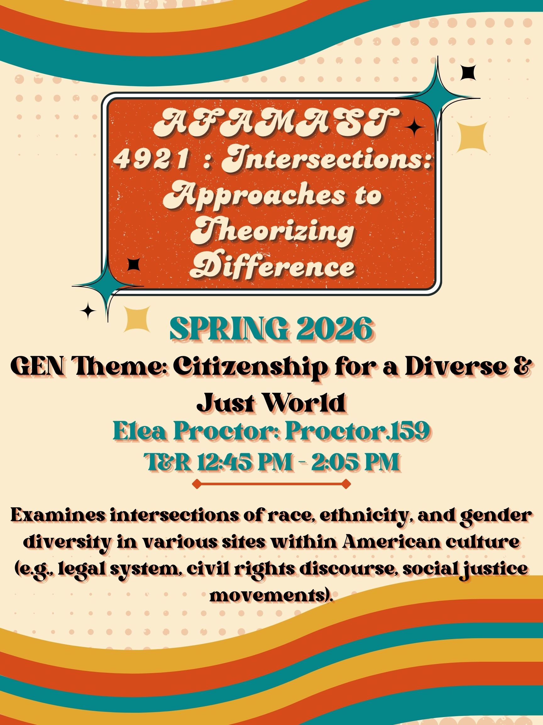 AFAMAST 4921 Intersections Approaches to Theorizing Difference Flyer