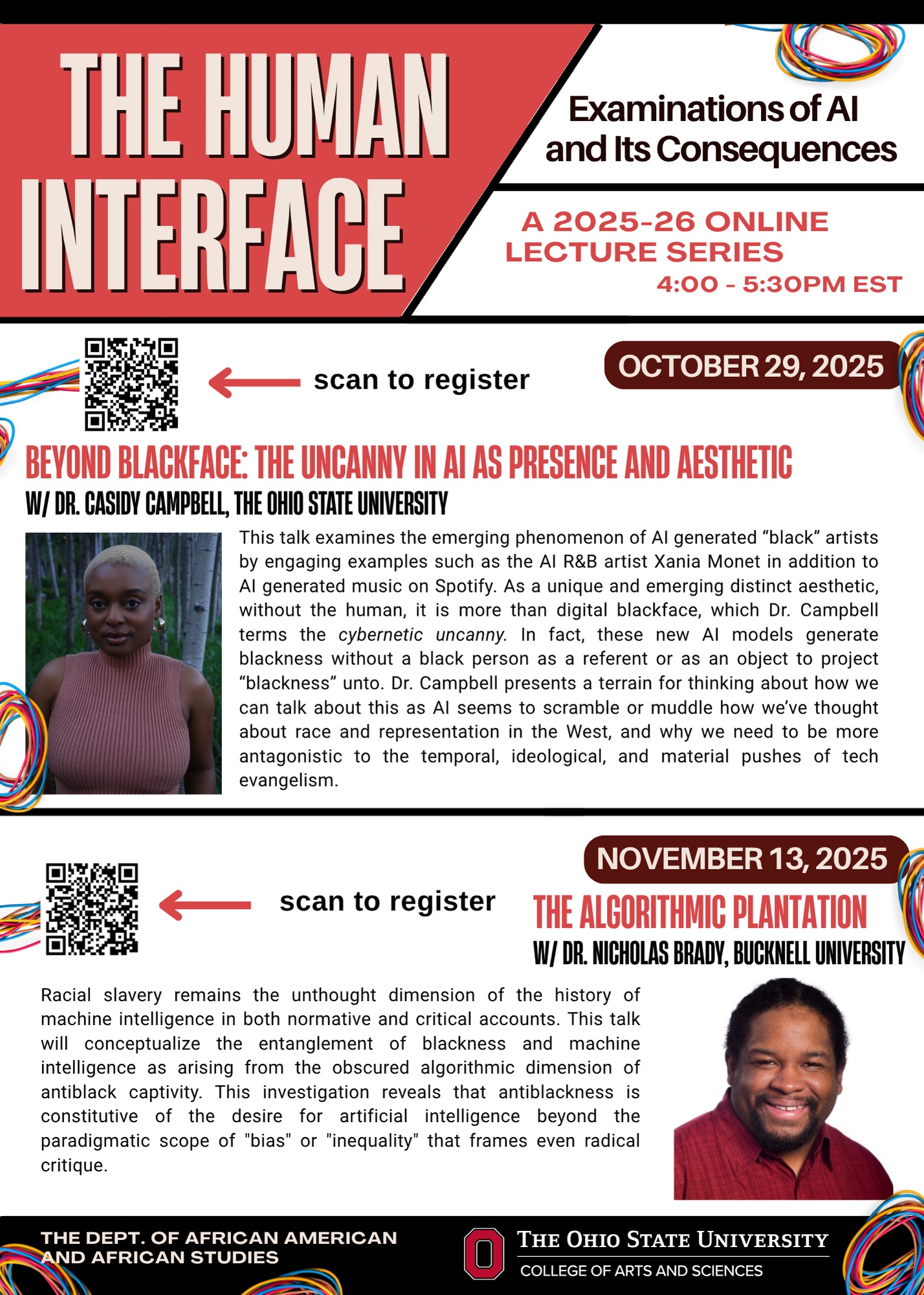 This is a flyer for a talk on AI called the Human Interface.