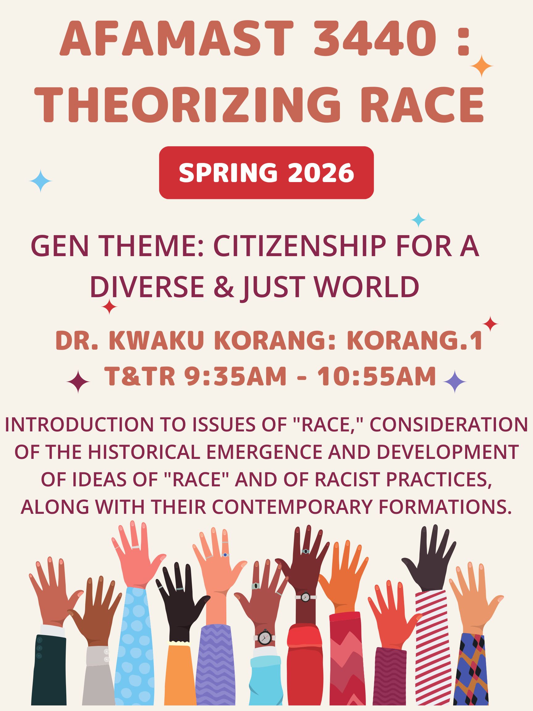 This is a flyer for Theorizing Race class. 