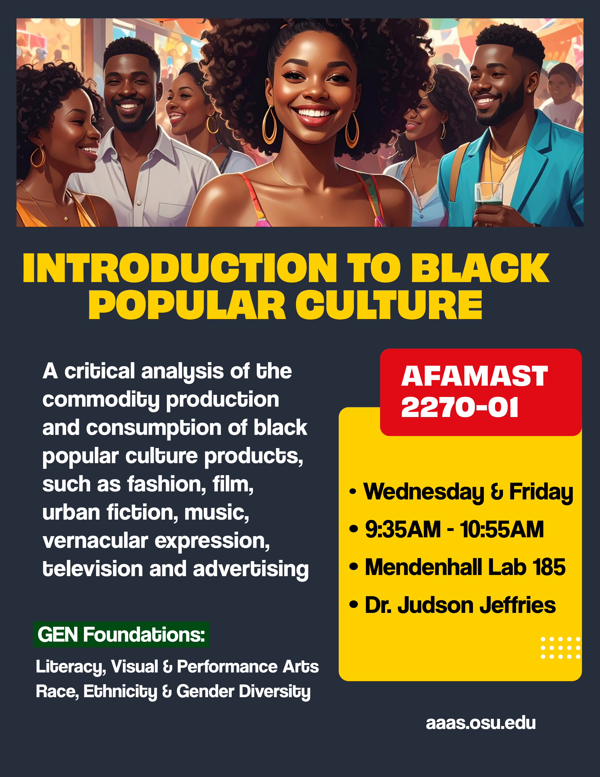 This is a flyer for AFAMAST 2270: Introduction to Black Popular Culture