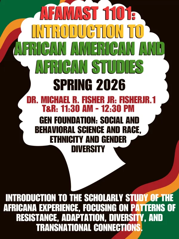 This a course flyer for Introduction to African American and African Studies.