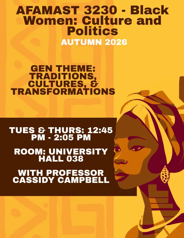 This is a flyer for AFAMAST 3250: Black Women: Culture and Politics