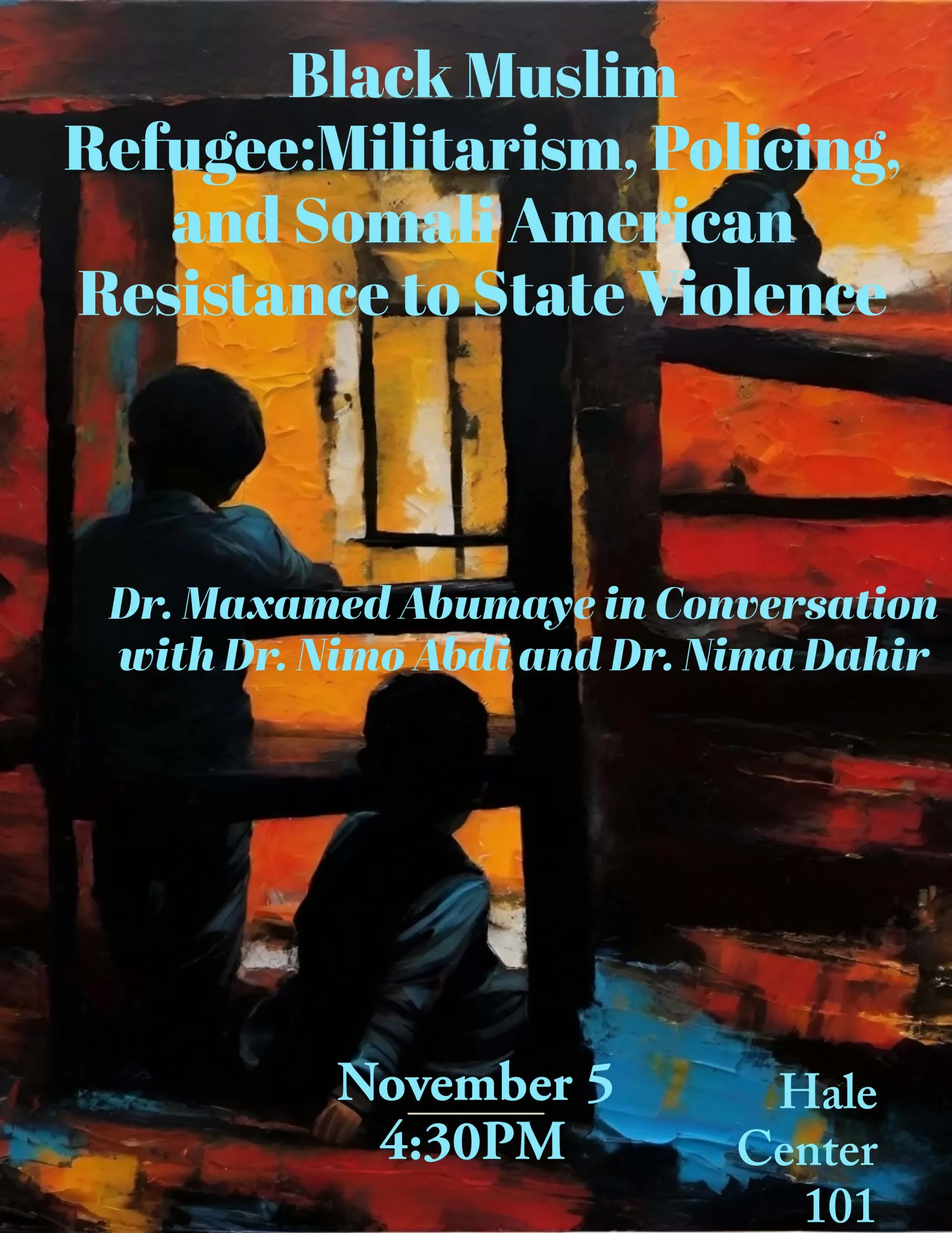 This is a flyer for the Black Muslim Refugee talk. 